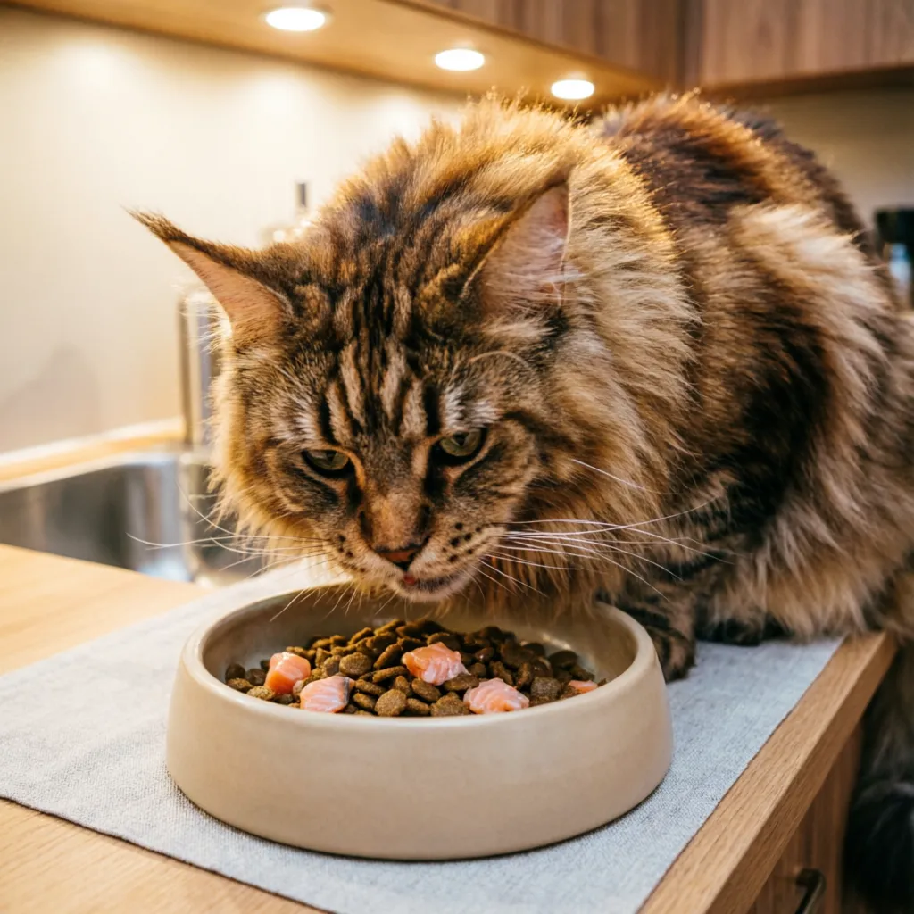 Premium cat food bowl with quality ingredients