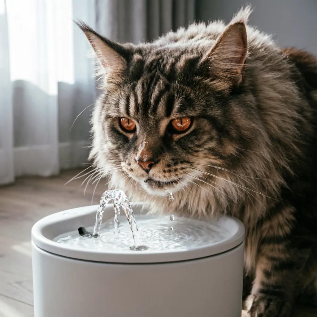 Fresh water bowl for Maine Coon hydration